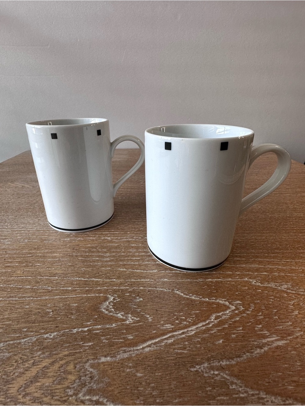Sasaki “Metropolis Black” | White Ceramic Mugs with Black Accent - Set of 2